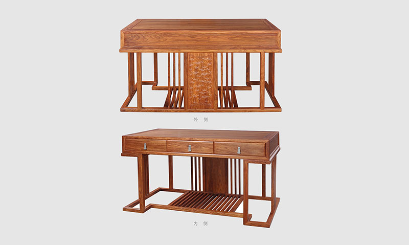 佳木斯 别墅中式家居书房装修实木书桌效果图